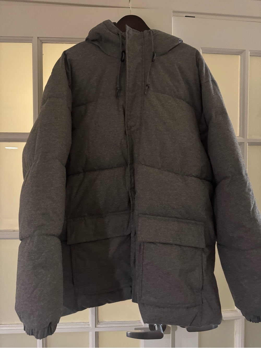 Men's Hooded Puffer Jacket - Gray